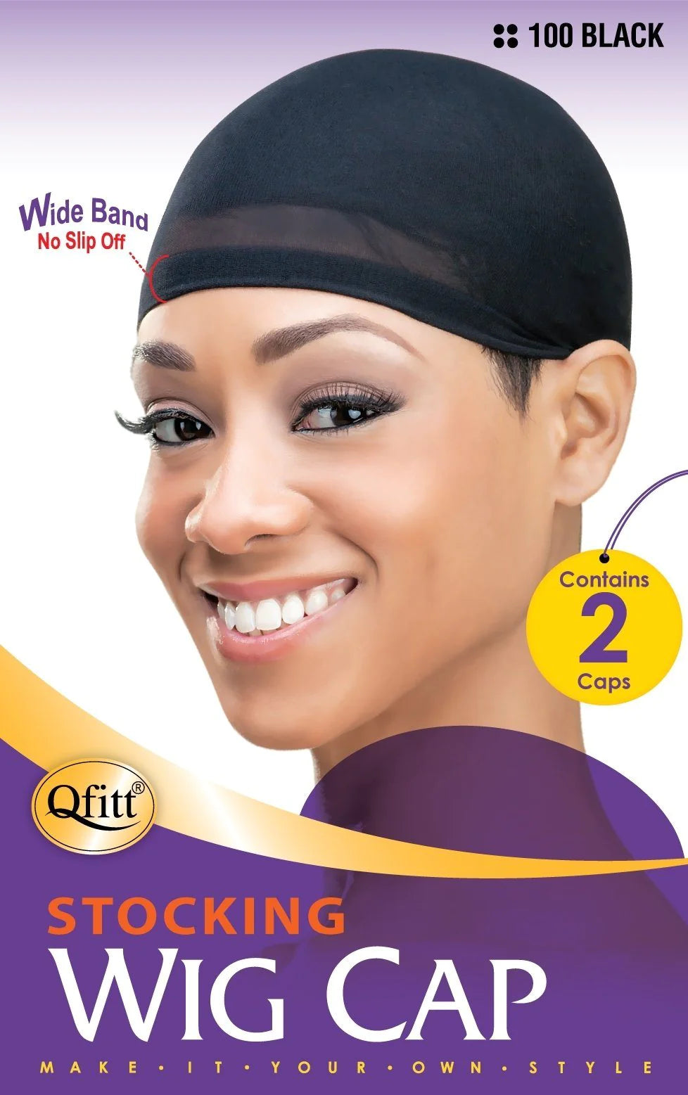 Qfitt: Stocking Wig Cap: #100 Black